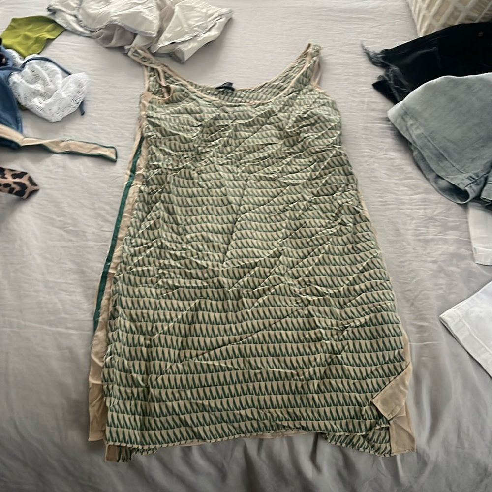 green tan dress